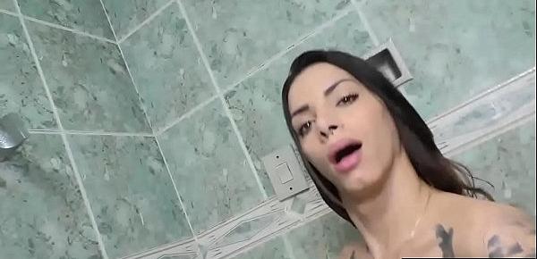  Alluring Tgirl Marcelle Herrera Masturbates in the Bath and Then Sucks on a BBC